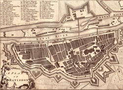 City of Regensburg (Ratisbon) from a 17th Century engraving.